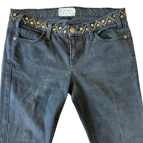 Current/Elliott Stiletto Jeans 27 Black Skinny Low Rise‎ Studded Designer Rocker - Picture 1 of 15